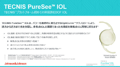 TECNIS PureSee TM IOL�́A�p���[��A���I�ɂɕω�������OptiCurve �e�N�m���W�[�ɂ��A��������ߕ��܂Ō��𕪔z���A���œ_IOL�̖��ł����������ǂ�P�œ_IOL���Ƃɗ}���܂�
